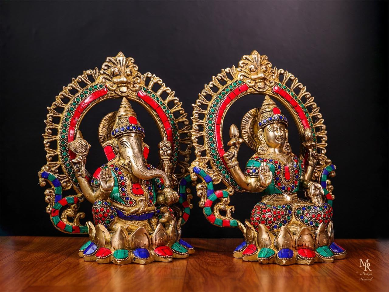 Mridaya Brass Lakshmi Ganesh Statue - 25 Cm Intricately Crafted Sculpture For New Beginnings, Wealth & Prosperity | Laxmi Ganesh